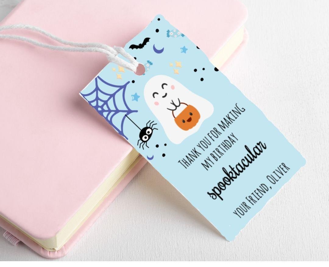 Spooky One Birthday Thank You Tags: Ghost Party Favors (printable ...