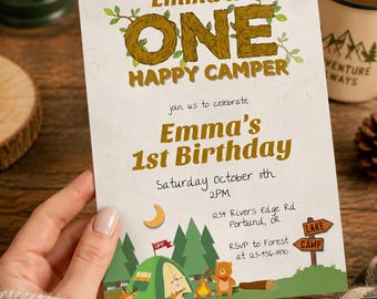 One Happy Camper Invitation | Camper Birthday Party (Printable Download)