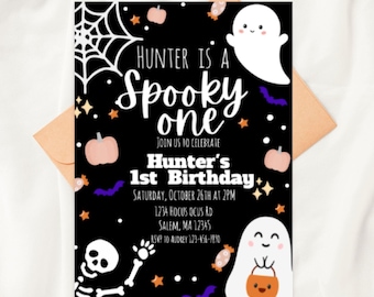 Spooky One 1st Birthday Invitation | Halloween Ghost Party (Digital Download)