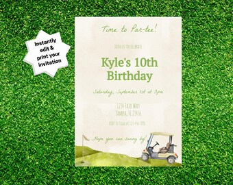 Golf Birthday Invitation: ParTee, Hole in One (Printable Download)