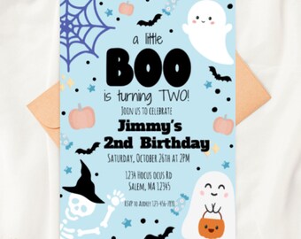 Little Boo is Two Invitation | Spooky 2nd Birthday (Printable Download)