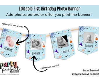Spooky One Halloween 1st Birthday Photo Banner (Printable Download)