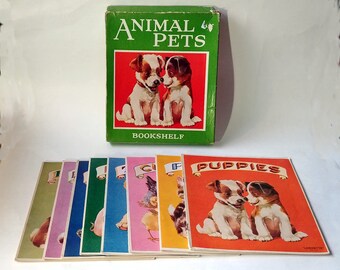 ANIMAL PETS BOOKSHELF 8 booklets in original box Mary Lafetra Russell