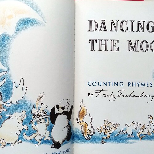 DANCING in the MOON, Fritz Eichenberg, counting book, 1st Edition shops in dust jacket, 1955, Scarce