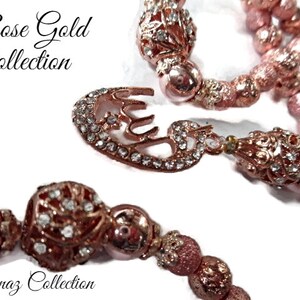 Rose Gold colour stunning Personalized tasbeeh,,SAME DAY DISPATCH,,,have any name added,,33,99,100 bead image 1
