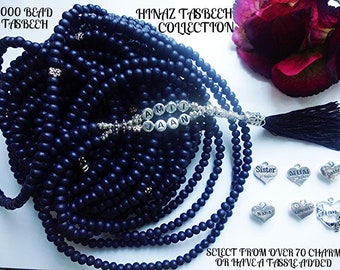 Personalized tasbeeh ,500,1000,1500,2000 Bead [SAME DAY DISPATCH ] Have any name or wording added Select from over 30 pendents