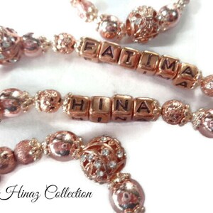 Rose Gold colour stunning Personalized tasbeeh,,SAME DAY DISPATCH,,,have any name added,,33,99,100 bead image 5