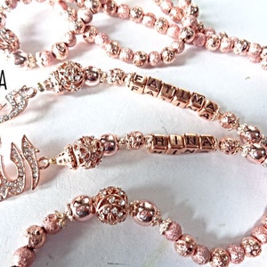 Rose Gold colour stunning Personalized tasbeeh,,SAME DAY DISPATCH,,,have any name added,,33,99,100 bead image 6