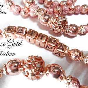 Rose Gold colour stunning Personalized tasbeeh,,SAME DAY DISPATCH,,,have any name added,,33,99,100 bead image 2