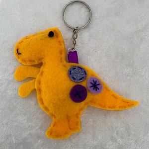 Tyrannosaurus Felt Keyring, Handmade Bag Accessory, Dinosaur Lover Gift Idea, Dinosaur Keychain, Fast Free Shipping
