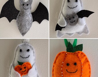 Halloween Felt Decorations, Handmade Hanging Decoration, Pumpkin, Ghost, Bat, Halloween Decor