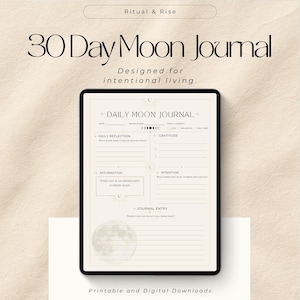 Moon Journal 30 Tage Geführte Selbstreflexion Arbeitsbuch Witchy Journal Printable Moon Phase Journal Schattenarbeit Achtsamkeit PDF