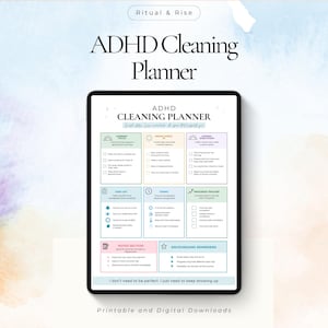 ADHD Cleaning Planner ADHD Cleaning Checklist for Adults Executive Dysfunction Cleaning Routine Digital Neurodivergent Home Organization