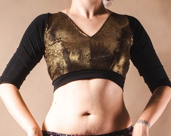 Gold and black choli for tribal fusion dance / FCBDS (ATS)