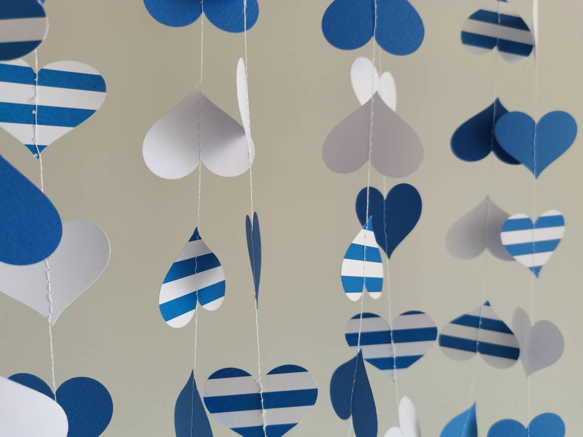 Greek Garland White Blue Paper Garland Greek Party Wedding Etsy