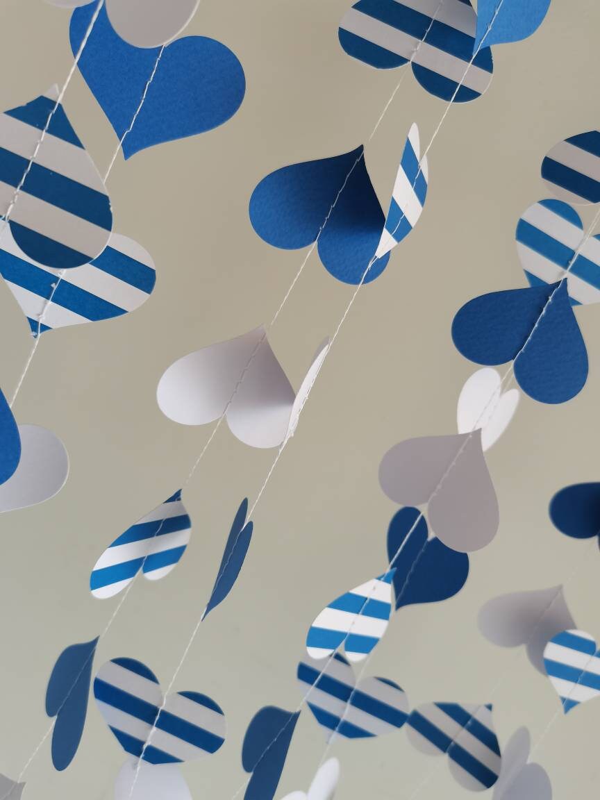 Greek Garland White Blue Paper Garland Greek Party Wedding Etsy