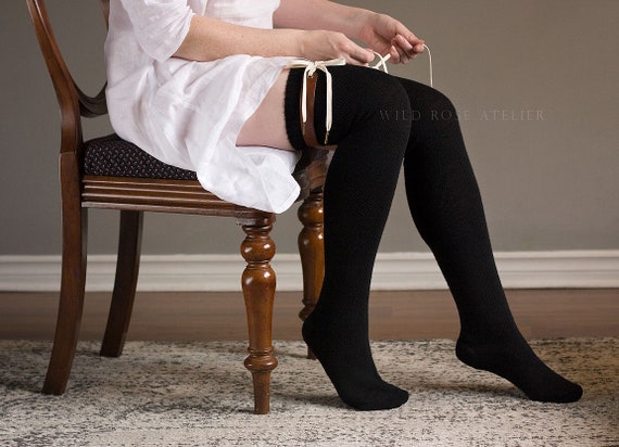 Merino Wool Stockings 100% Wool Thigh High Socks Historical