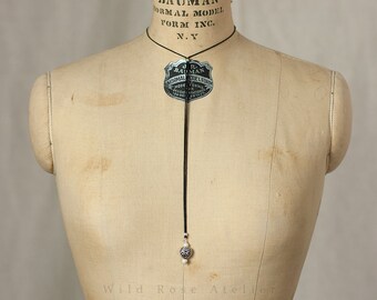 18th Century Choker, Heart Pendant Necklace - Georgian Rococo Historical Reproduction Reenactment Jewelry - Vegan Lariat Drop Pendant