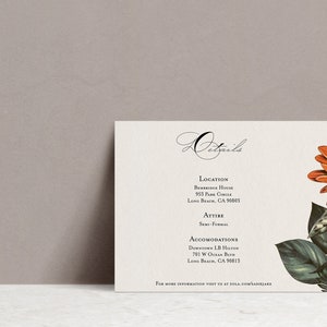Sadie bruiloft details uitnodiging insteekkaart, romantisch evenement, Boho Floral menu afdrukbare digitale sjabloon