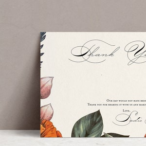 Sadie bruiloft bedankkaarten, romantisch evenement, Boho Floral menu afdrukbare digitale sjabloon