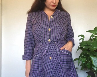 1940’s vintage French cotton plaid dress