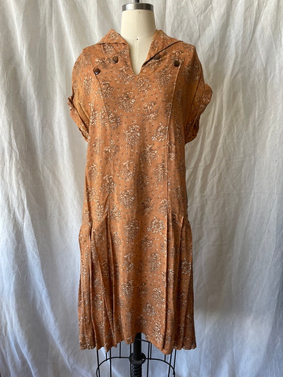 Vintage 1940’s rayon drop waist day dress - image 2