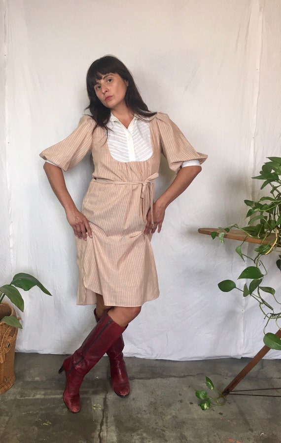 Vintage 1970’s You Babes shirt dress with waist ti