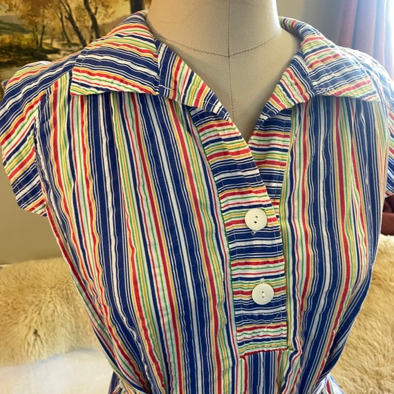 Vintage 1970’s tunic rainbow top with waist tie - image 2