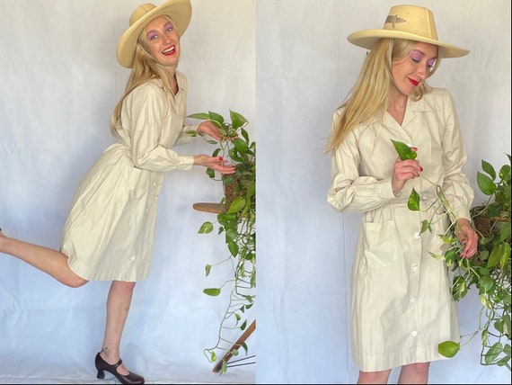 1940’s French workwear khaki shirt dress - image 1