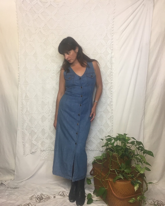 Vintage 1990’s denim western fitted jumper dress