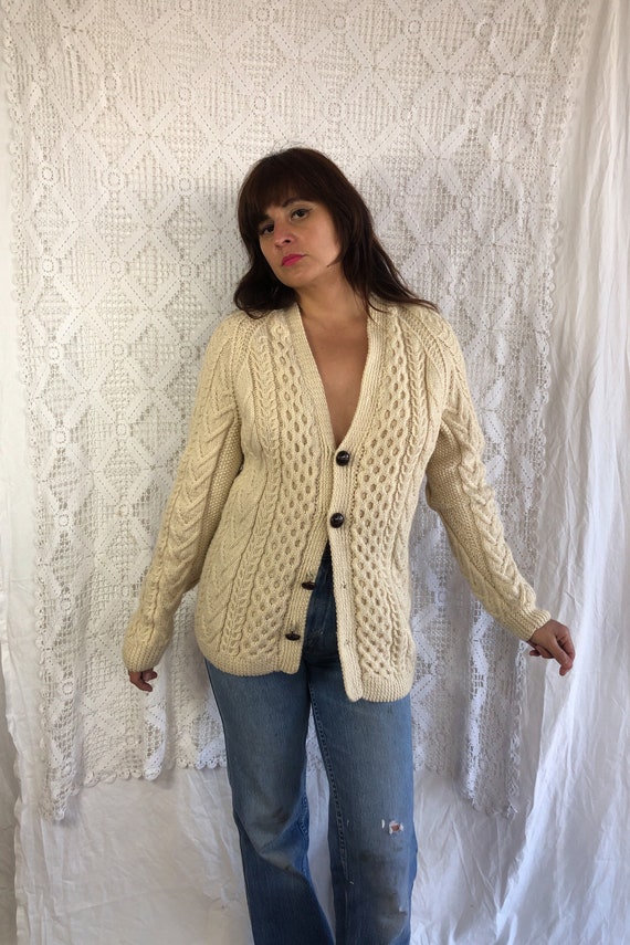 Vintage 1970’s cream cable knit fisherman’s wool s
