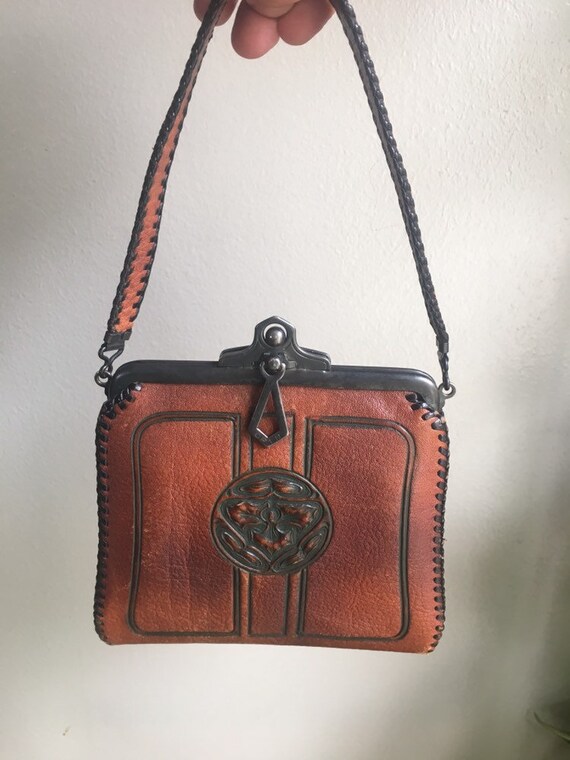 Early 1920’s leather hand-tooled Art Nouveau Art D
