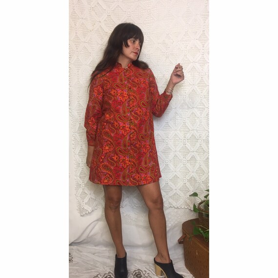 1960’s vintage mini paisley mod gogo dress