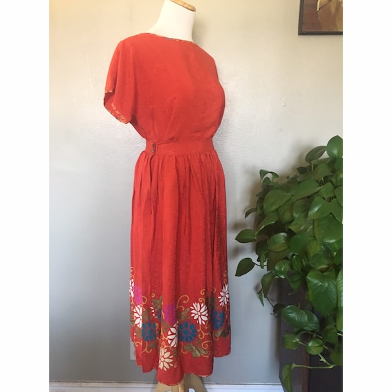 Vintage 1980’s Jack Mulqueen red silk skirt and to