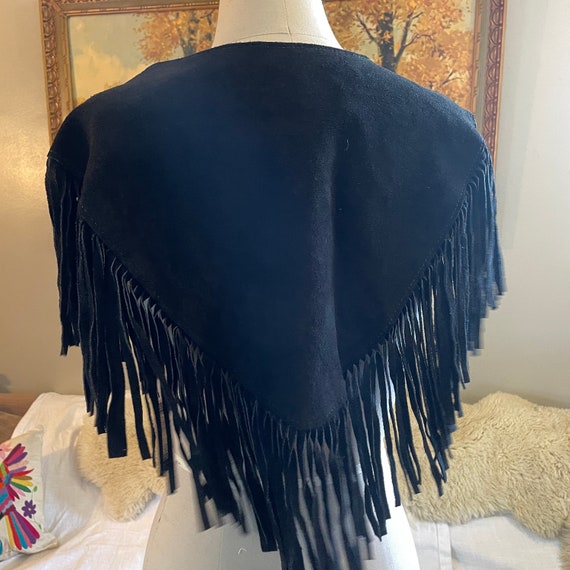 Black leather suede fringe collar by HB - image 3