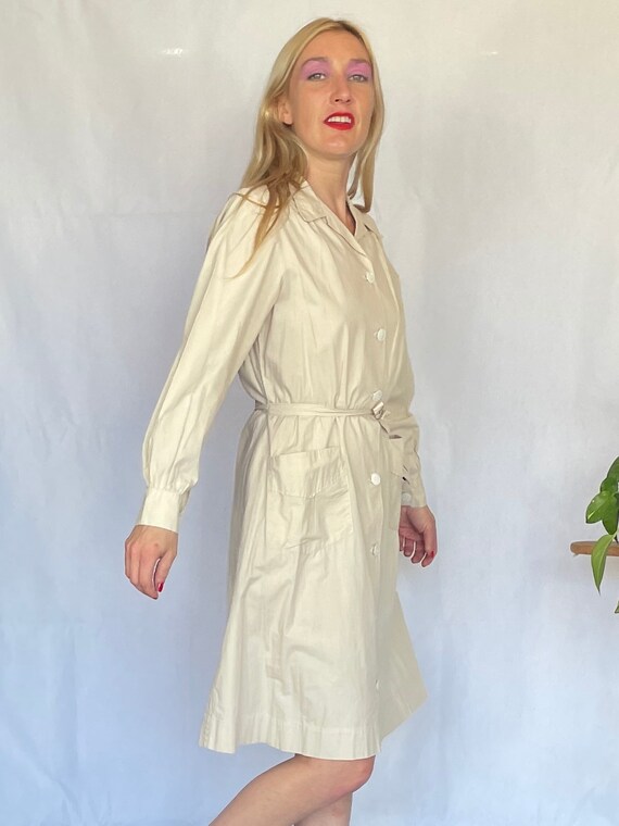 1940’s French workwear khaki shirt dress - image 7