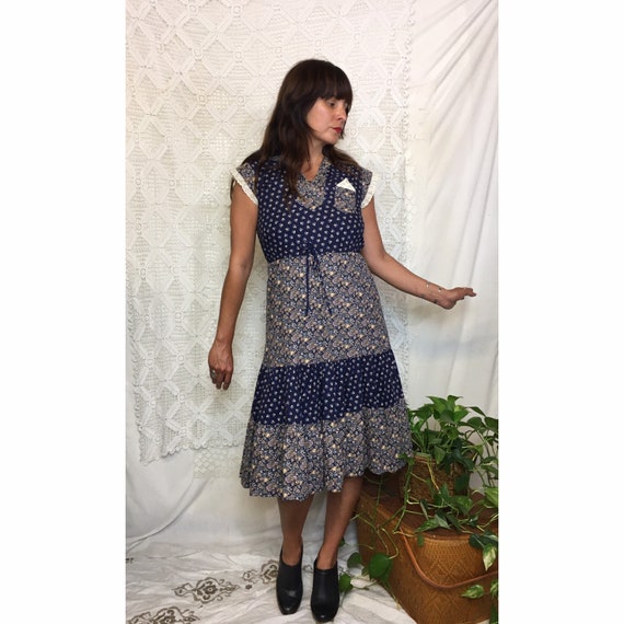 1970’s cotton floral calico prairie dress