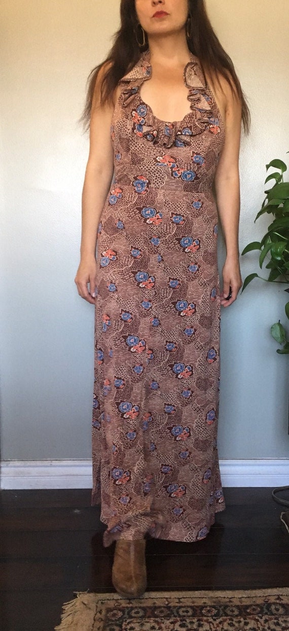 1970’s Young Innocent by Arpeja floral halter maxi