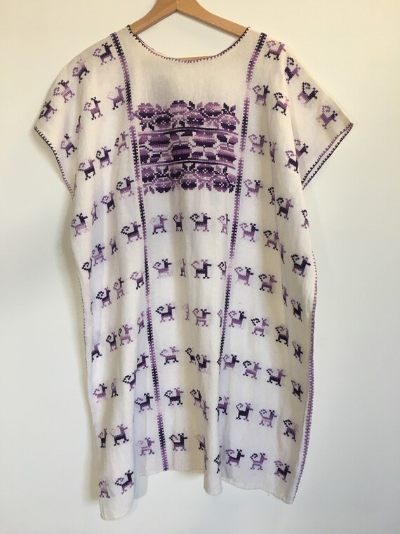 Vintage Mexican cotton woven Huipil dress