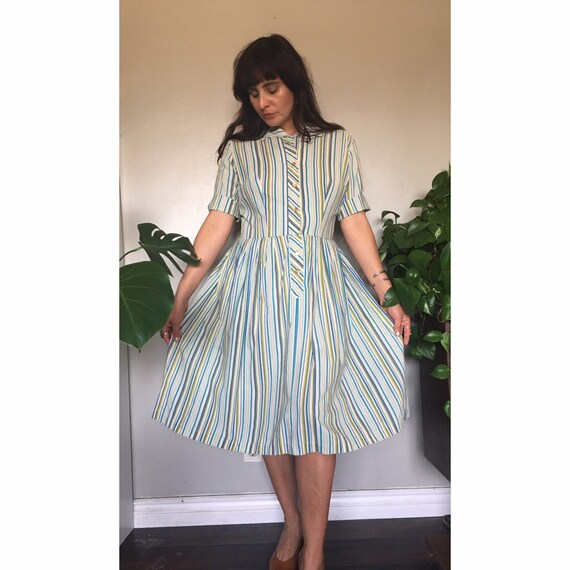 Vintage 1950’s cotton pinstriped shirt dress