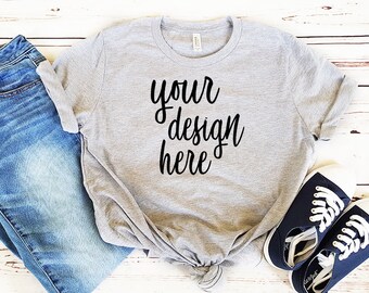Download Free Gray T-Shirt Mockup, Clothing Flat Lay, Unisex Shirt PSD Template