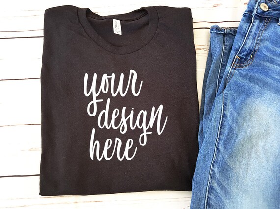 Download Free Black Heather T-Shirt Mockup Clothing Flat Lay Unisex Shirt (PSD) - Download Free Black ...