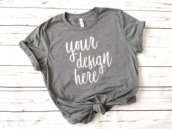 Gray T Shirt Mockup Clothing Flat Lay Etsy