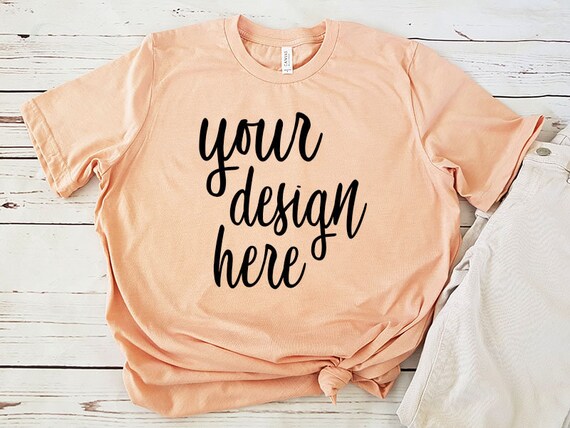 Peach T Shirt Mockup Clothing Flat Lay Etsy