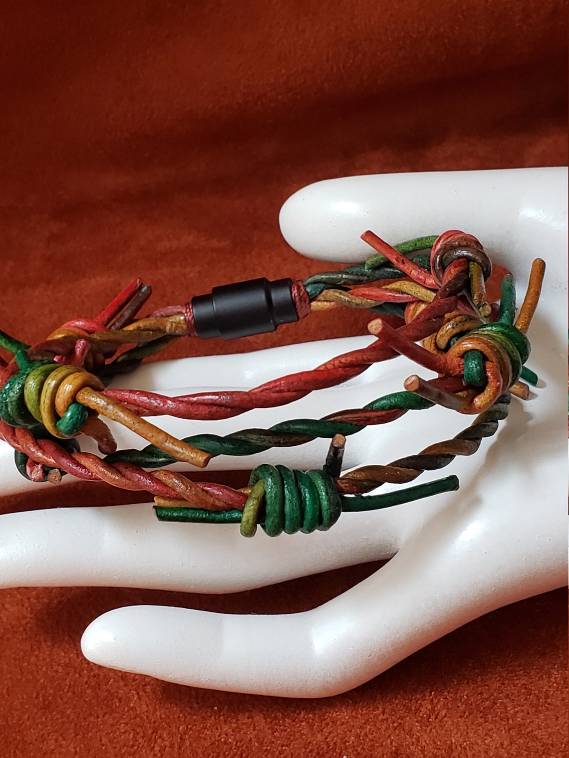 Leather Barbed Wire Bracelet Etsy UK