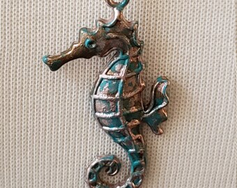 Patina Sea Horse Necklace