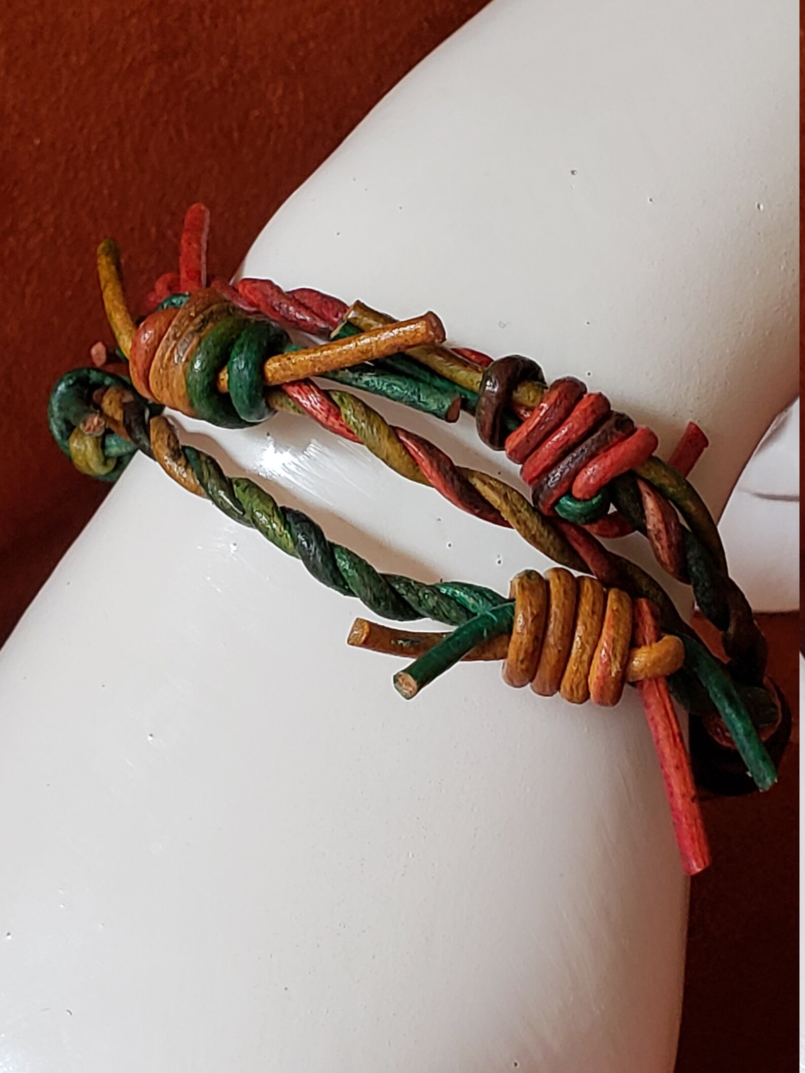 Leather Barbed Wire Bracelet Etsy UK