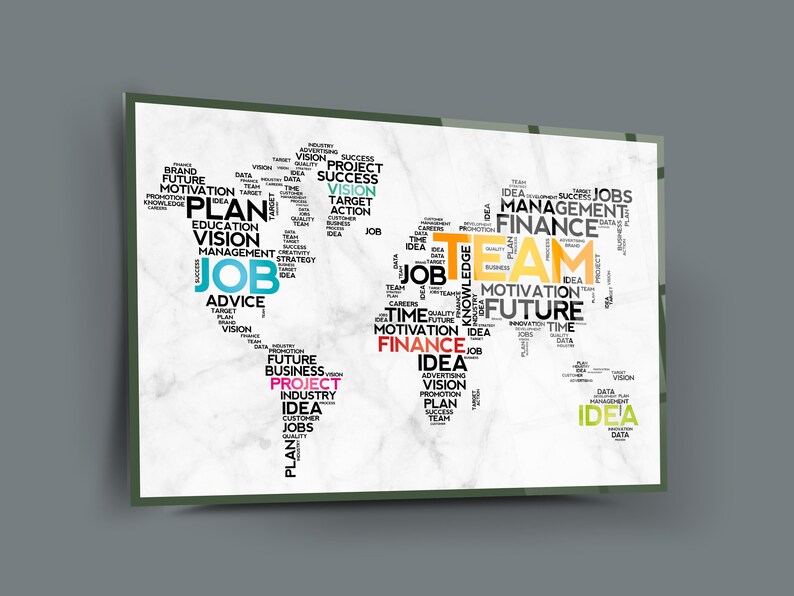 World Map Glass Wall Artworld Map Glass Wall Etsy