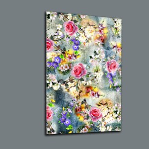 Flowers Glass Wall Art Prints-Abstract Glass Wall Painting-Garden Wall Art Glass-Multicolor Abstract Alcohol Ink Art-Glass Printing-Artwork