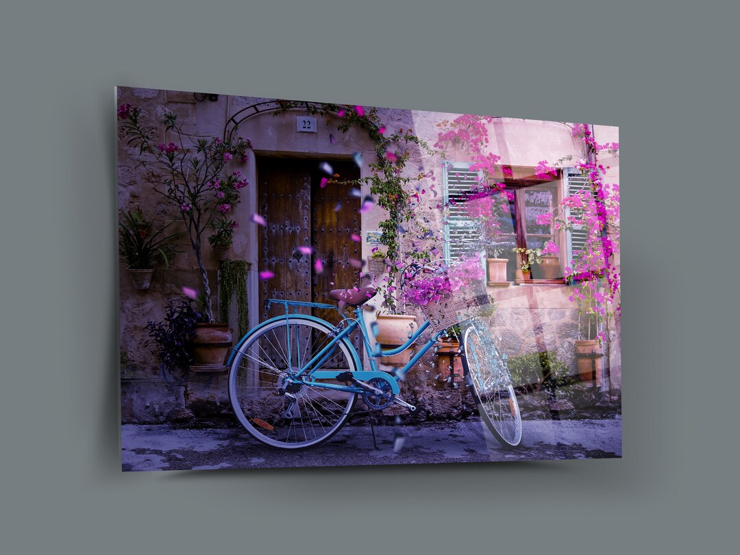 Bycle Glass Wall Paintingglass Photo Wall Artunique Home Etsy